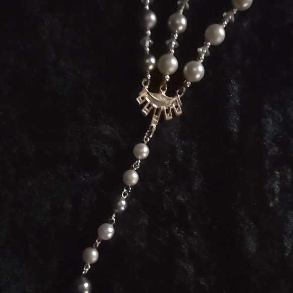 Made In Japan. Stunning Vintage Faux Pearl And Crystal 3-strand Necklace. - Picture 9 of 12